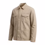 Berg work jacket three-quarter angle showing collar, storm flap and chest pocket