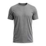 Men's gym training t-shirt in grey marl performance knit, full front view with crew neck, short sleeves and a straight stitched hem