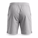 Men's boxer shorts in light grey cotton poplin, back view with two-panel seat and covered elastic waistband