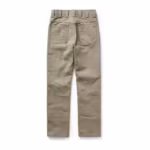 Men's canvas work pants in stone cotton duck, back view with plain yoke and two patch back pockets
