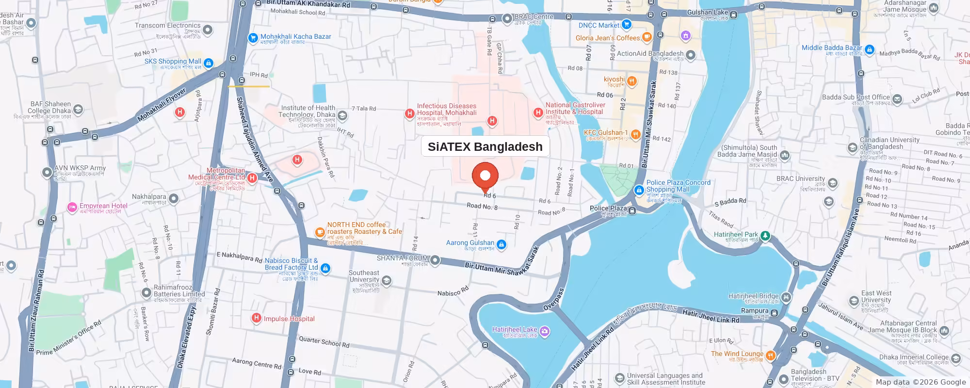 Map of the Siatex Bangladesh office location in Niketon, Gulshan-1, Dhaka
