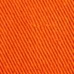 Close-up of the safety orange flame-retardant treated cotton twill weave of the flame resistant coverall, showing the diagonal ribs, yarn structure and cotton fibres