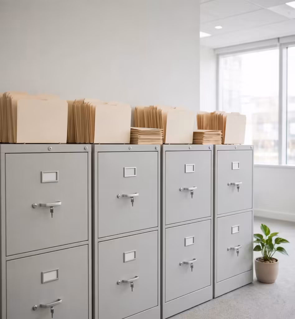 Lockable filing cabinets where buyer records are stored at Siatex Bangladesh