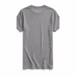 Back view of the grey marl classic crew neck t-shirt, plain back panel with a shallow ribbed back neck, taped shoulder seams and a flat stitched bottom hem